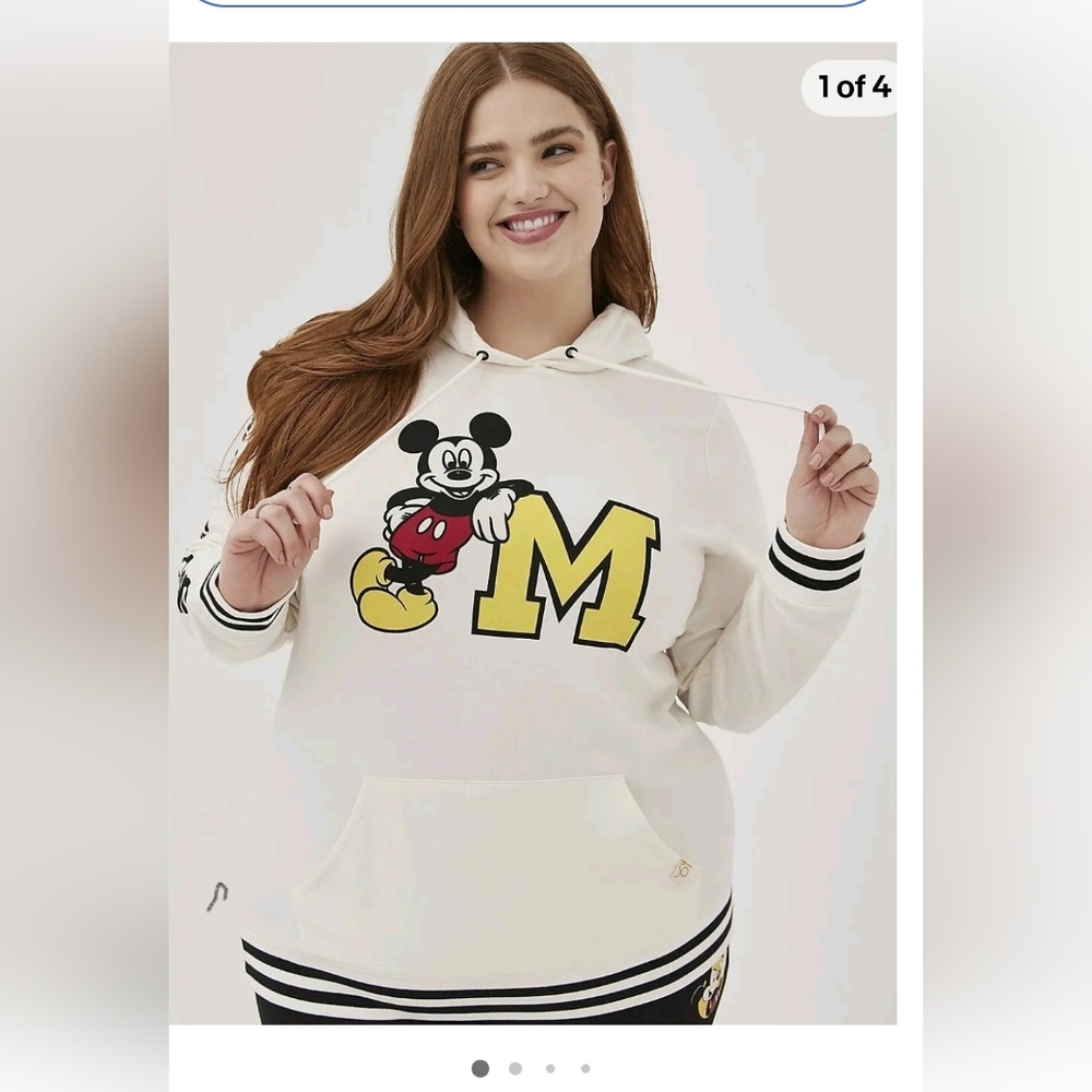 Torrid cream fleece Mickey Mouse hoodie NWT Size 0X (12W)
